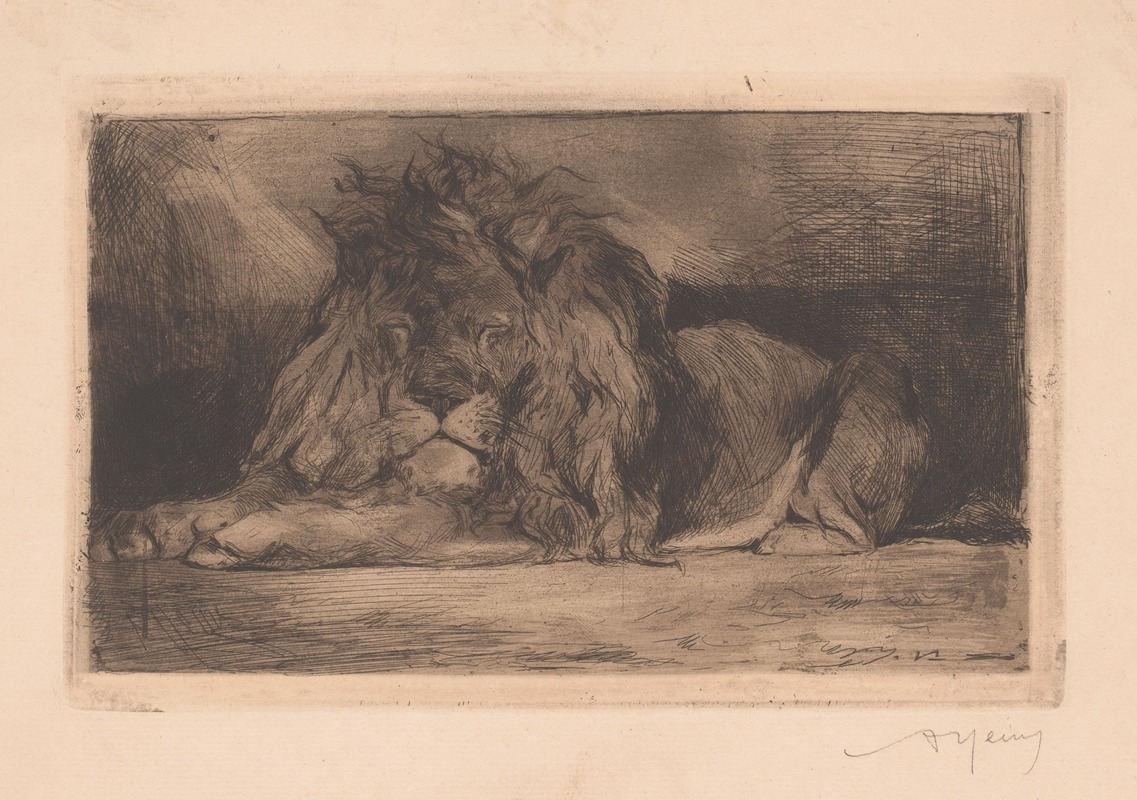 Liggende leeuw by Арман Хайнс, 1866-1910 — digital art print download
