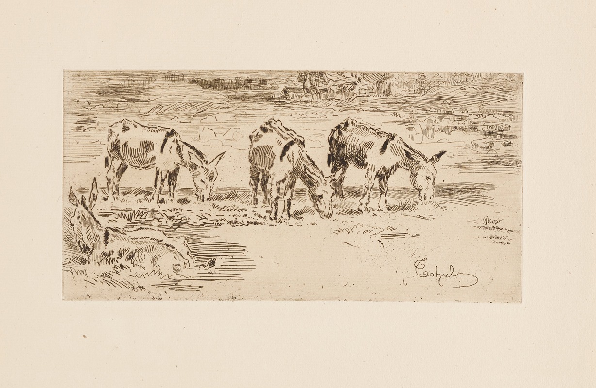 Four Donkeys in a Meadow by Феликс Илер Бюо — digital art print download