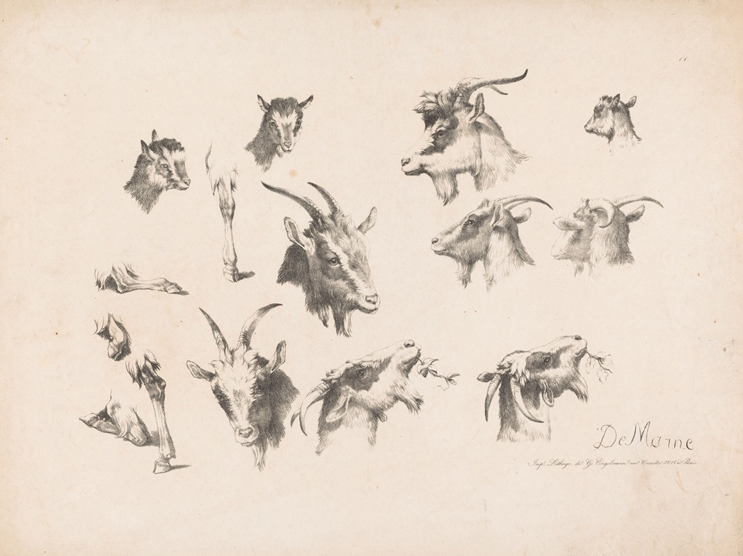 Studies of goats by Жан-Луи ДеМарн, 1816 — digital art print download