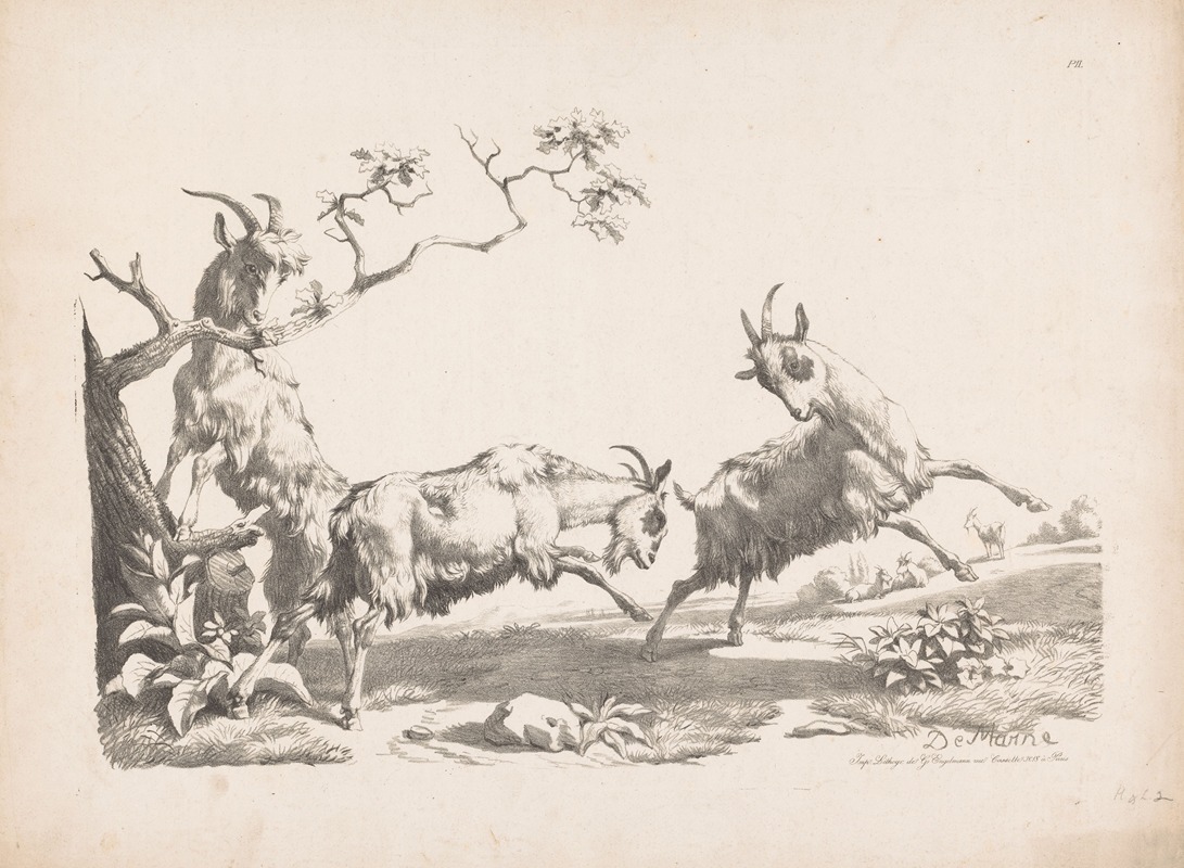 Three goats in a landscape by Жан-Луи ДеМарн, 1816 — digital art print download