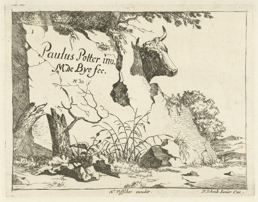 Head of a cow behind a rock — Marcus de Bye