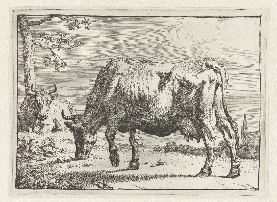 Grazing cow by Paulus Potter, 1650 — digital art print download