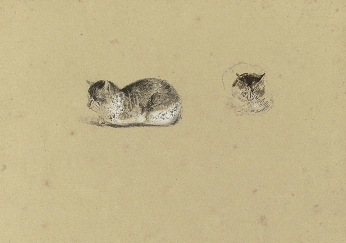 Liggende kat by Reinier Craeyvanger, 1822-1880 — digital art print download
