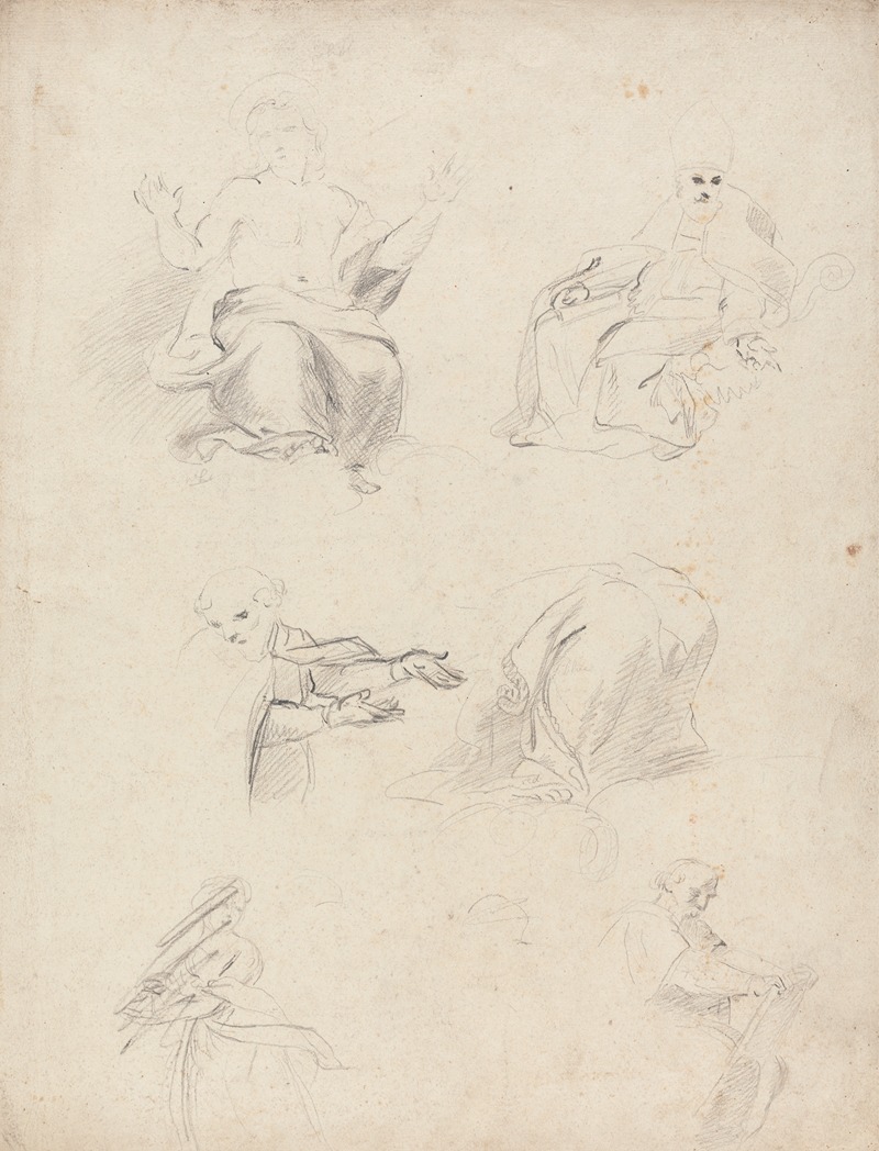 Sheet of Figure Studies from Raphael's Disputation — Sir Joshua Reynolds