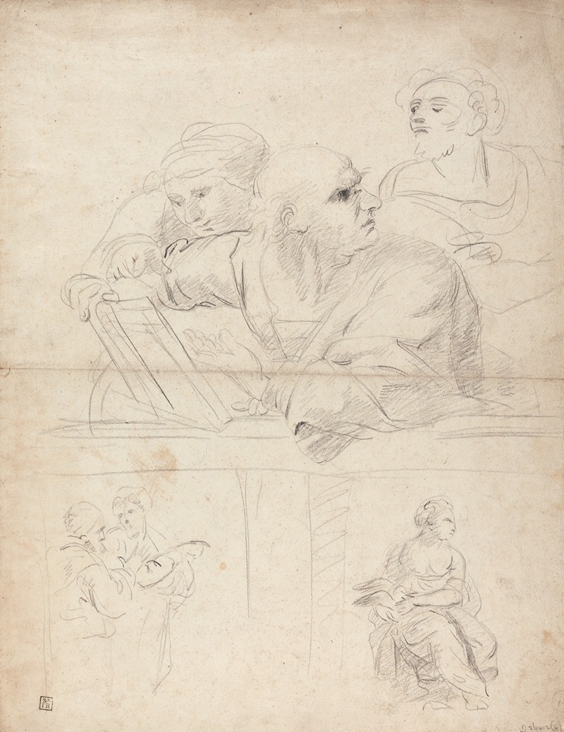 Sheet of Figure Studies from Raphael's Disputation — Sir Joshua Reynolds
