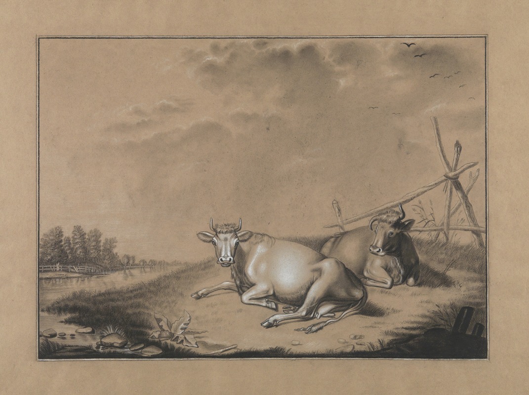 Cows in a landscape by Eugène Joseph Verboeckhoven — digital art print download