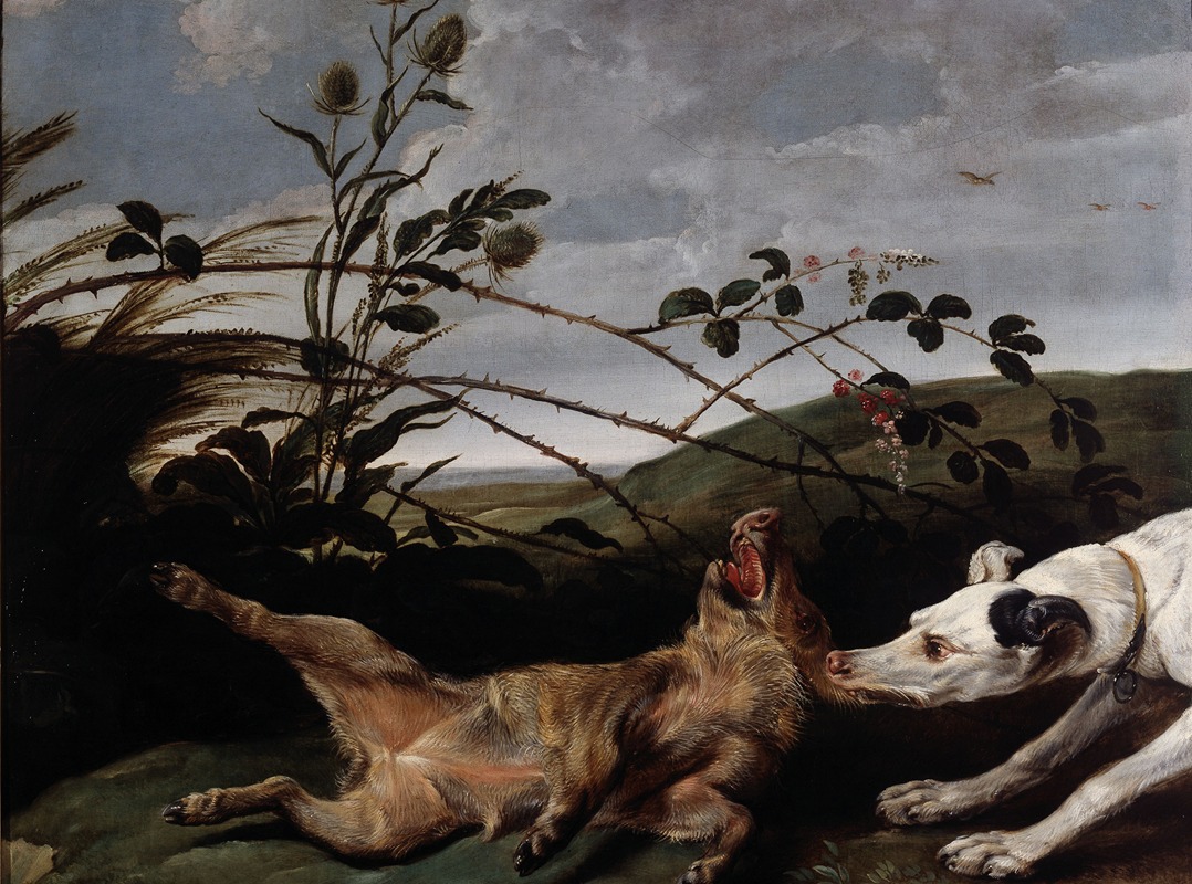 A Greyhound Catching a Young Wild Boar by Frans Snijders — digital art print download