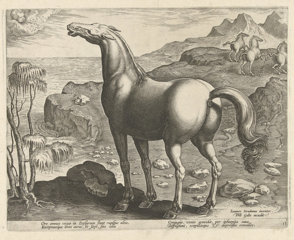 Zephyros by Jan Collaert the Elder, 1578 - 1582 — digital art print download
