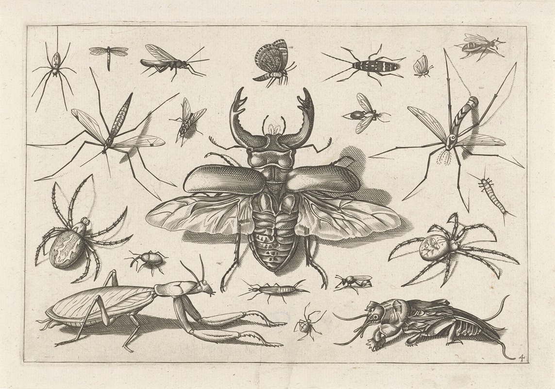 Diversae Insectarum Volatilium Pl.04 by Jacob Hoefnagel, 1630 — digital art print download