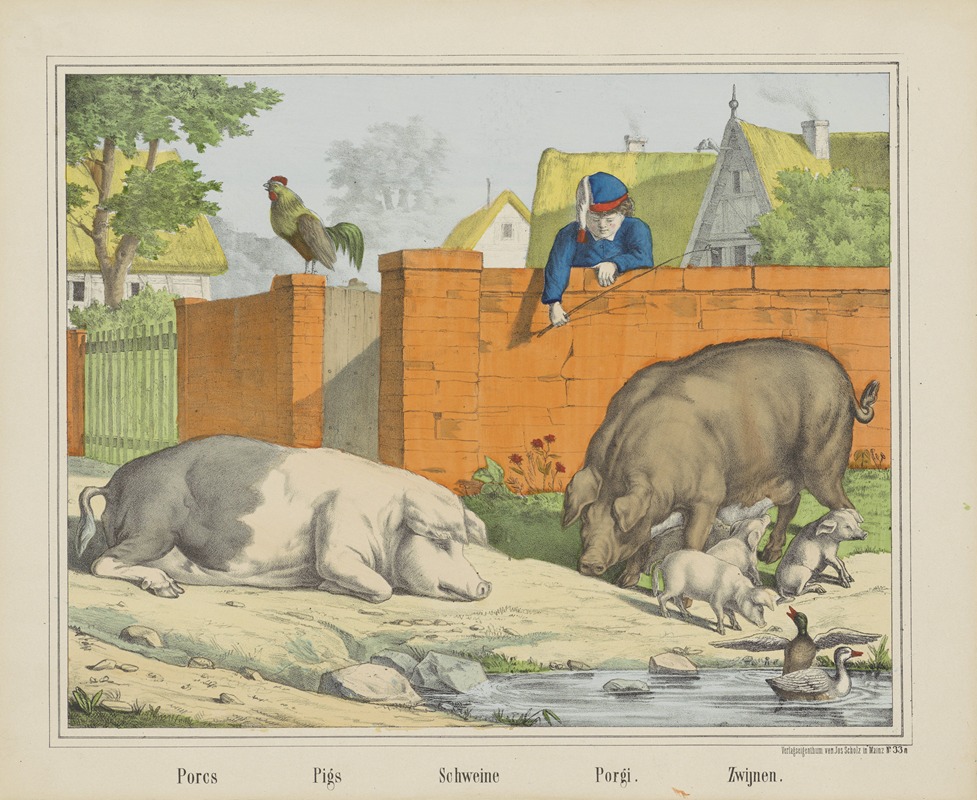 Pigs by Иосиф Шольц, 1829 - 1880 — digital art print download