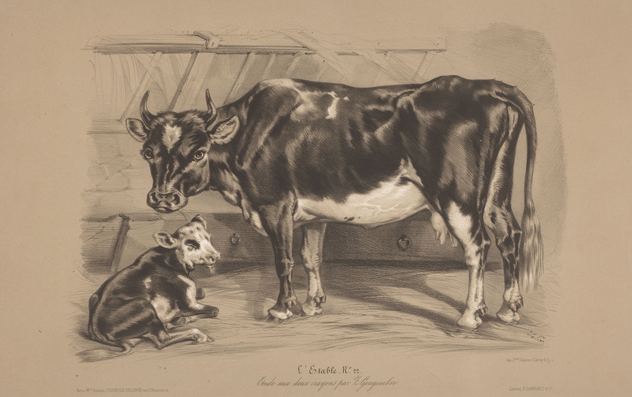 L'Étable by Joseph Zephyris Gengembre, 1850-1870 — digital art print download