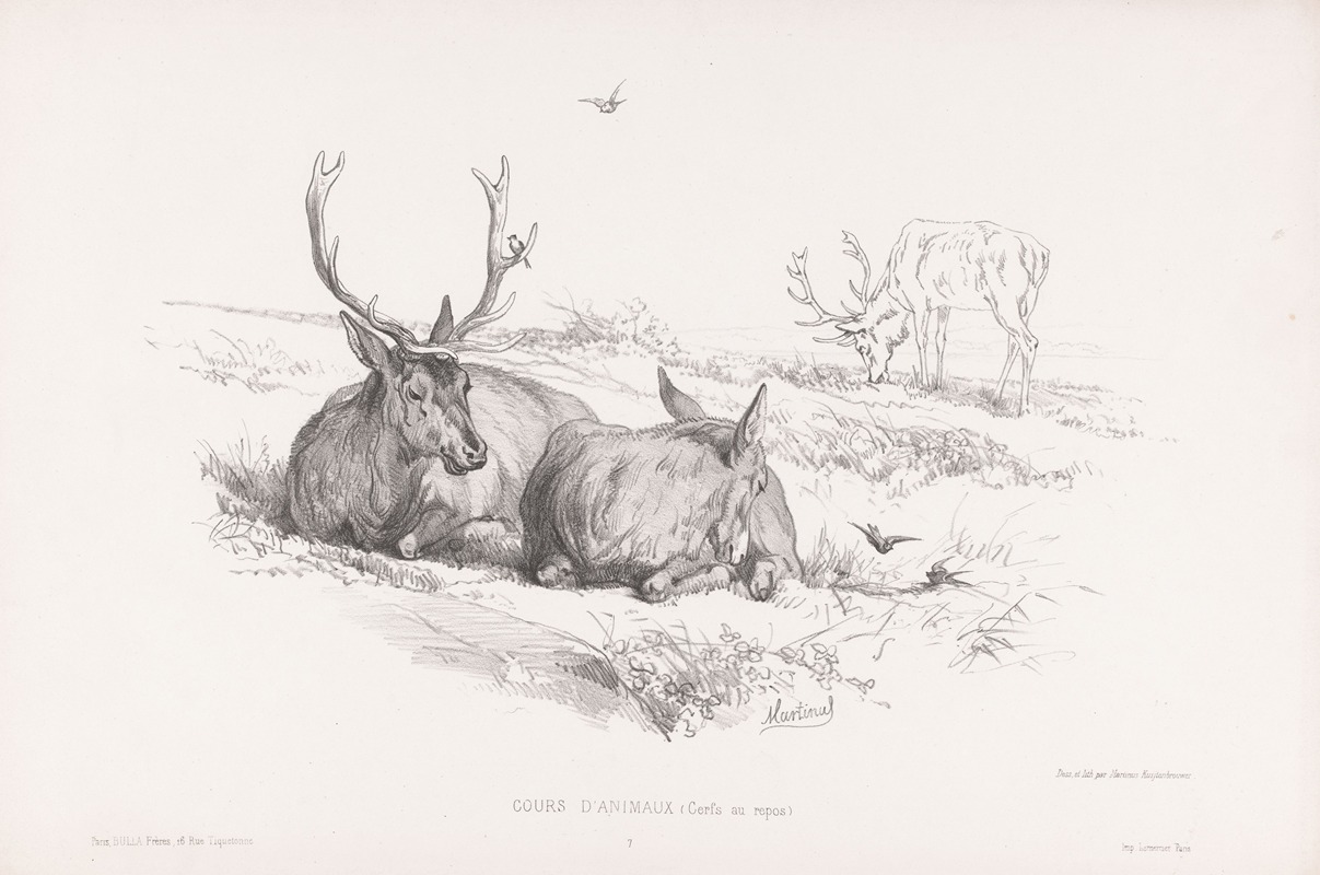 Cerfs au repos by Martinus Antonius Kuytenbrouwer jr., 1860 — digital art print download