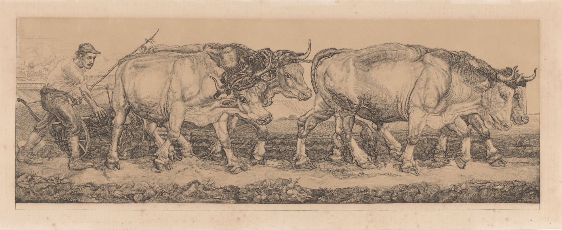 Ploegende ossen by Pieter Dupont, 1902-1903 — digital art print download