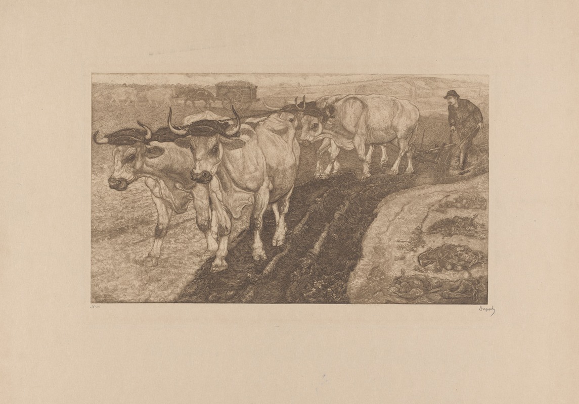 Ploegende ossen by Pieter Dupont, 1901-1902 — digital art print download