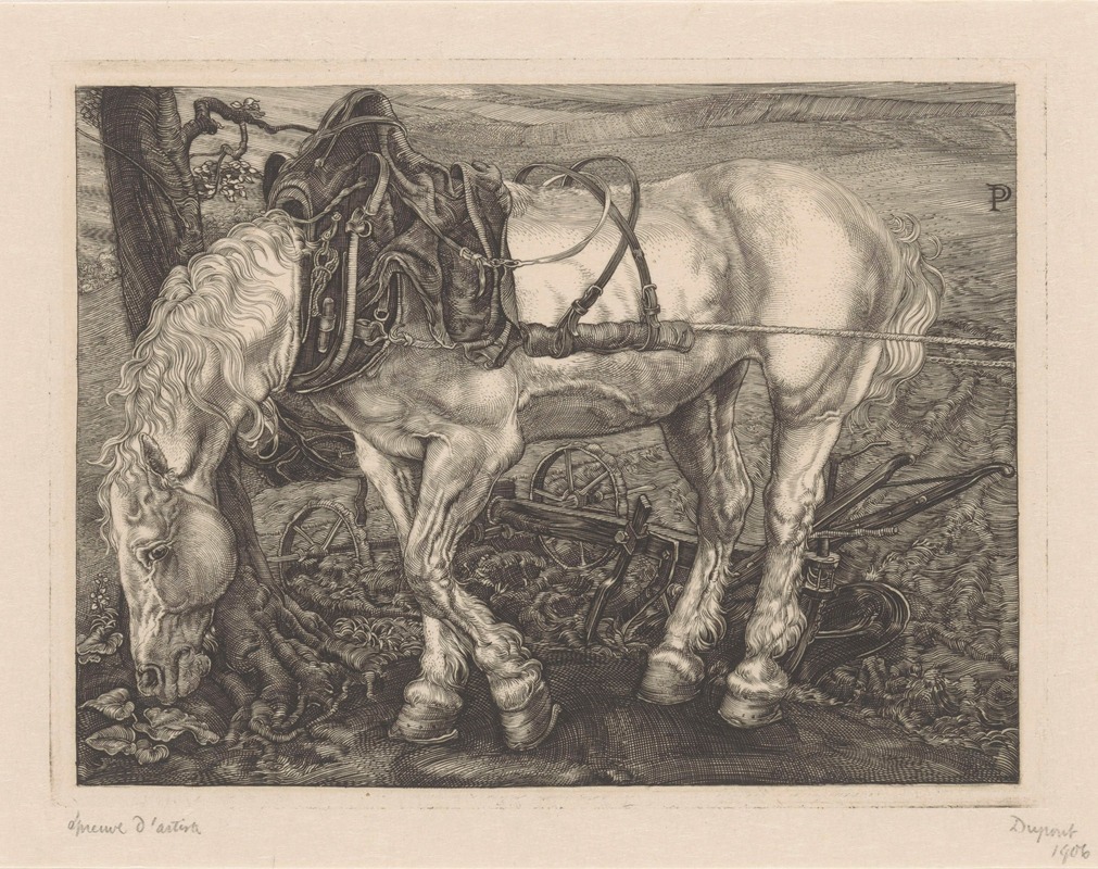 Ploegpaard bij een boom — Pieter Dupont