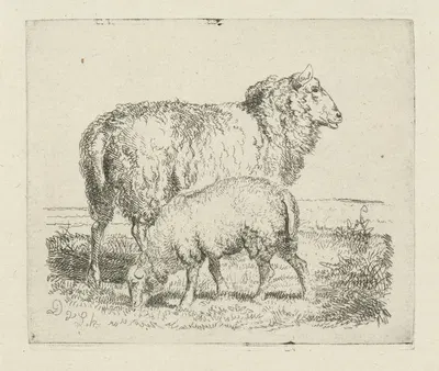 Schaap met lam by Dirk Van Lokhorst — digital art print download
