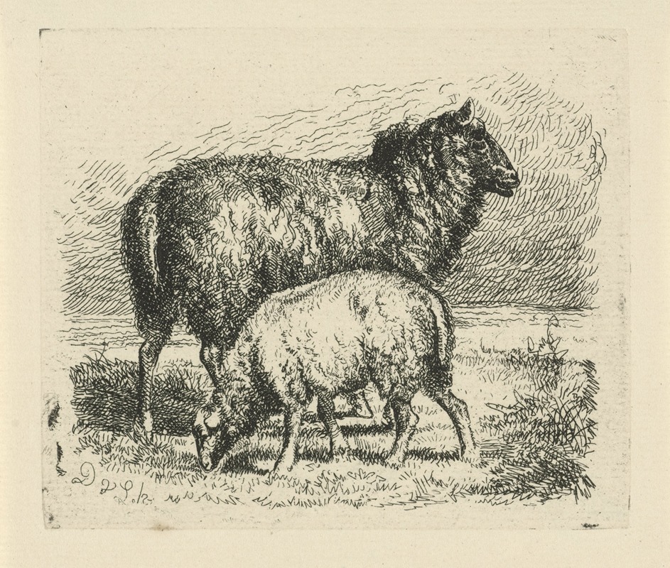 Zwart schaap met lam by Дирк Ван Локхорст — digital art print download