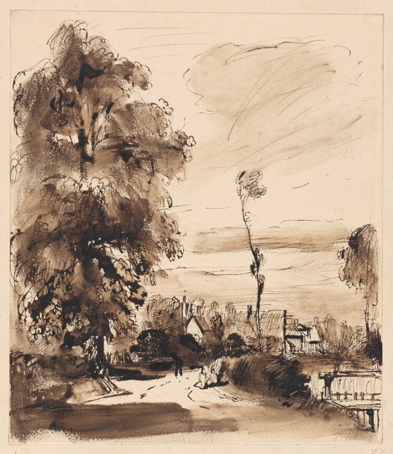 A Country Lane with Cottages — Thomas Creswick