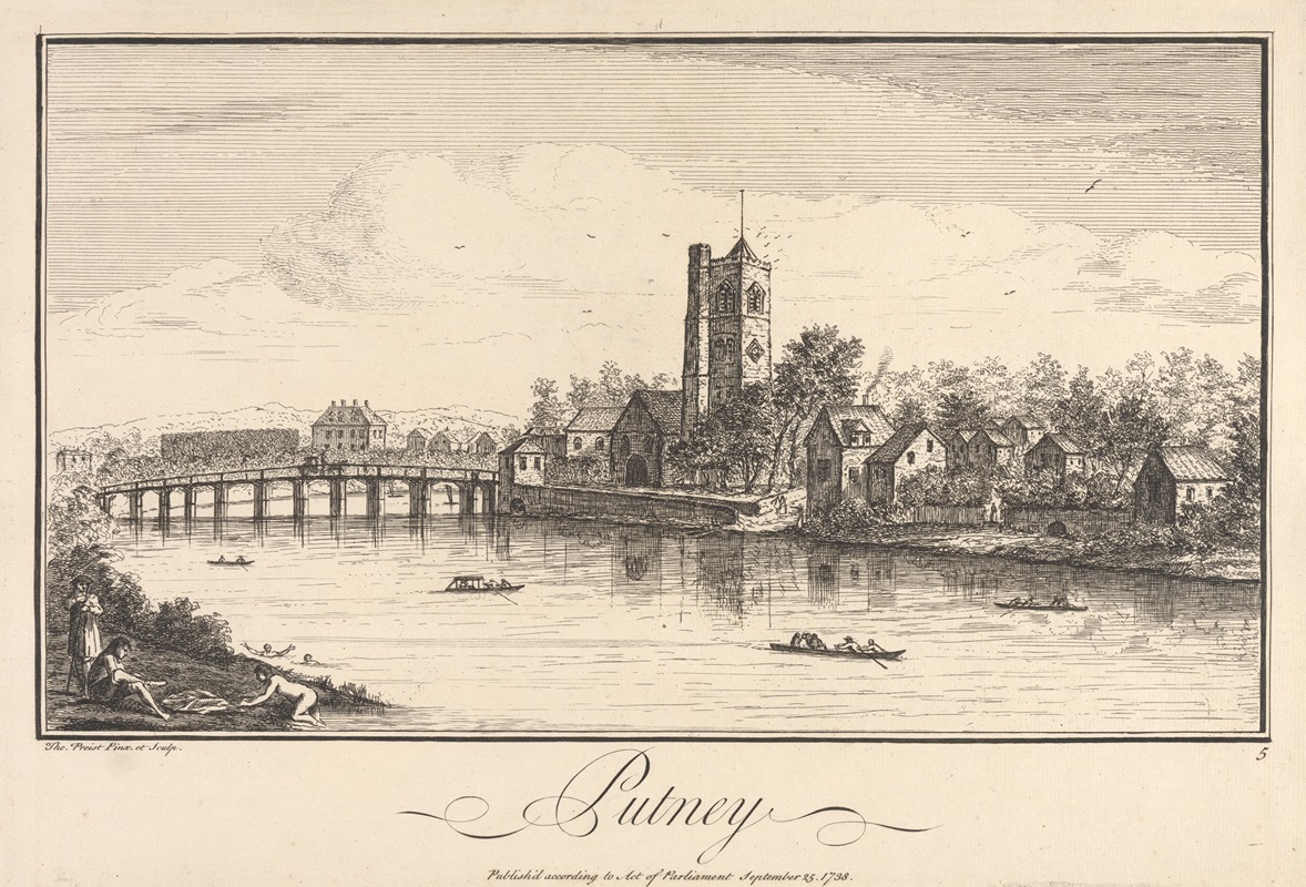 Putney by Thomas Preist, 1738 — digital art print download