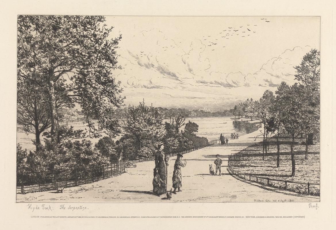 Hyde Park, The Serpentine by Тристрама Джеймс Эллис, 1881 — digital art print download