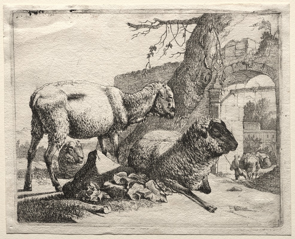 The Muleteer under the Gateway by Иоганн Генрих Роос, 1665 — digital art print download