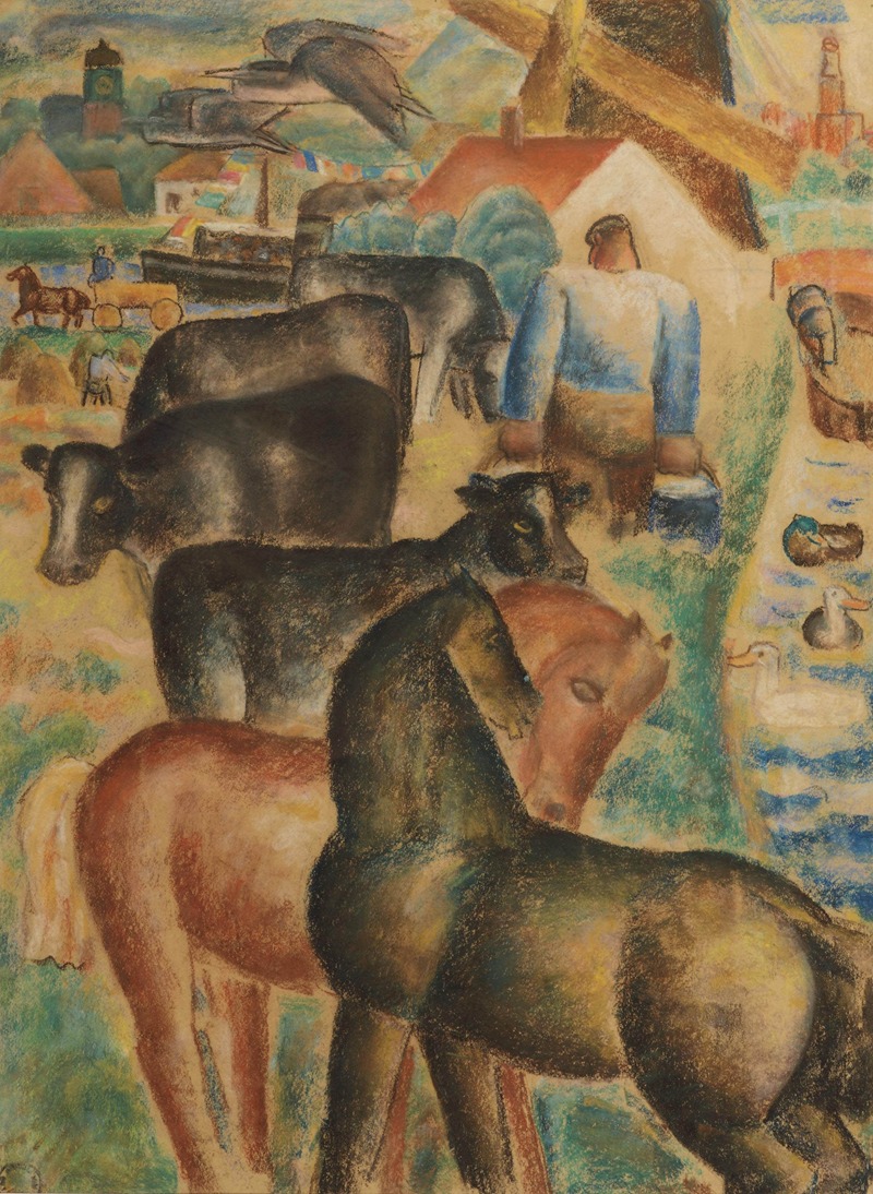 Milking time on the farm by Лео Гестел, 1927 — digital art print download