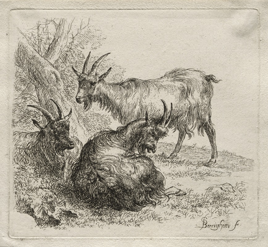 Three Goats by Николаес Питерсз. Берхем, 1635-1683 — digital art print download