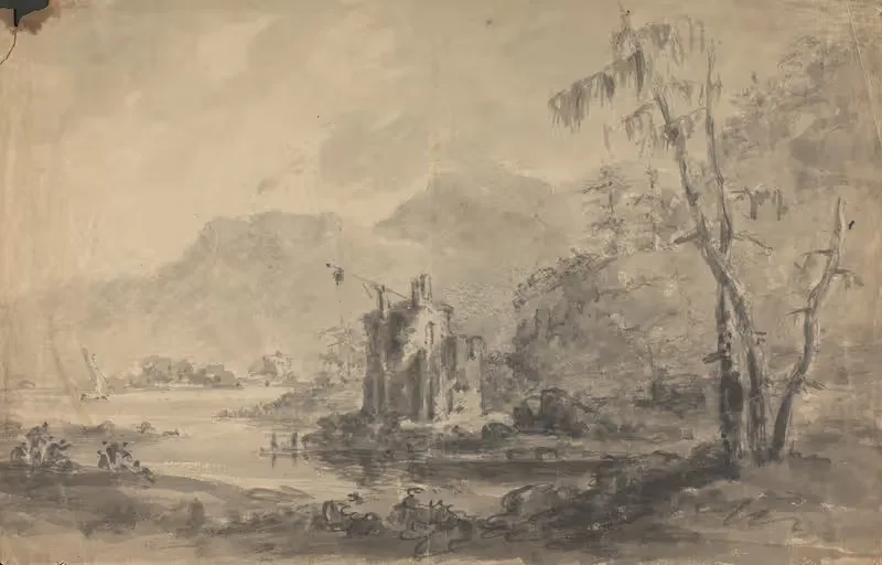 River Landscape with Castles by William Gilpin — digital art print download
