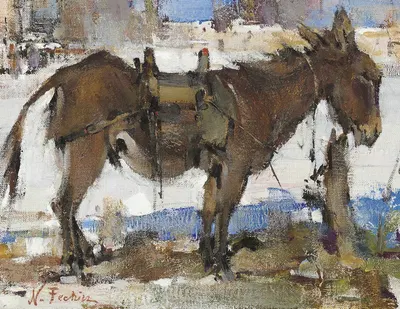 Burro Tethered by Николай Фёхин — digital art print download