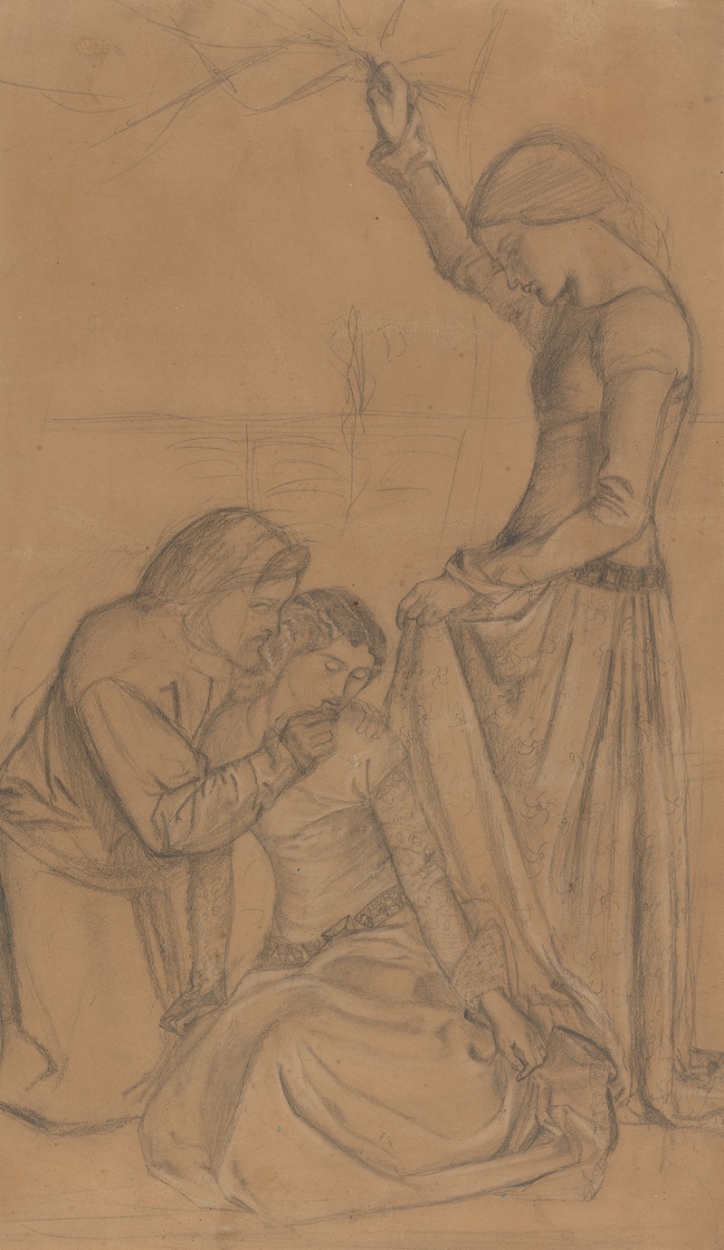 Composition of Three Figures in a Garden — Уильям Моррис
