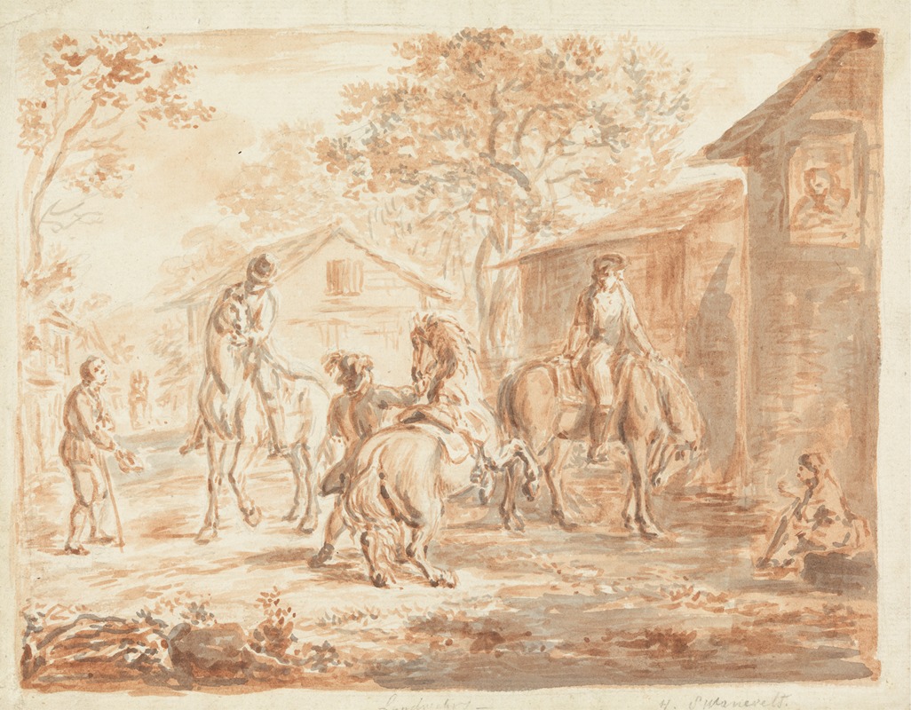 Horsemen in a Landscape by Шарль Генри Шванфельдер — digital art print download
