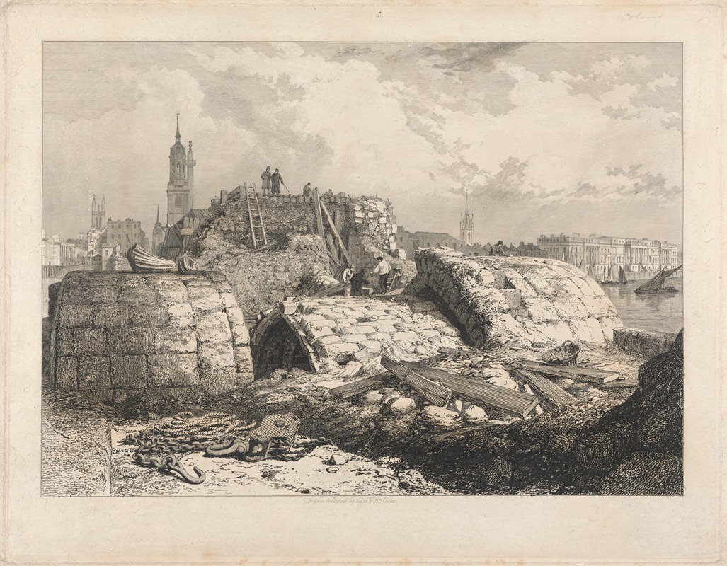 London Bridge— Demolition by Эдвард Уильям Кук, 1832 — digital art print download