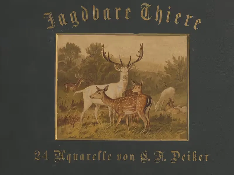 Jagdbare Thiere - Title page by Карл Фридрих Дейкер, 1875 — digital art print download