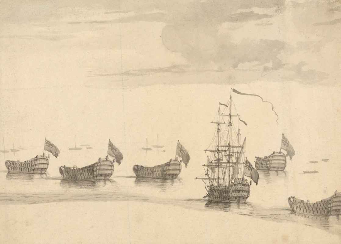 Ships on a Calm Sea by Фрэнсис Суэйн — digital art print download