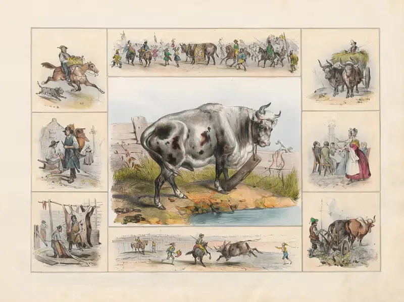 The Ox or Bull by Ch. Hucklenbroich, 1842 — digital art print download