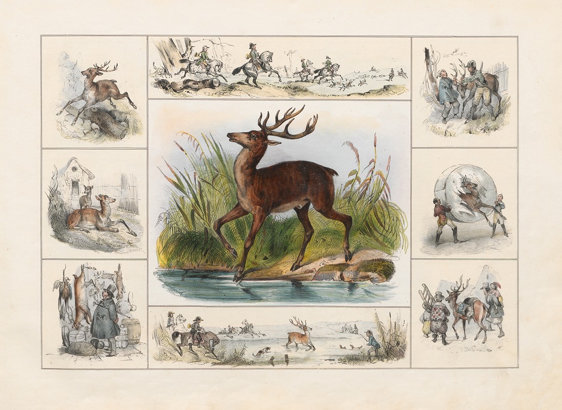 The Stag by Ch. Hucklenbroich, 1842 — digital art print download