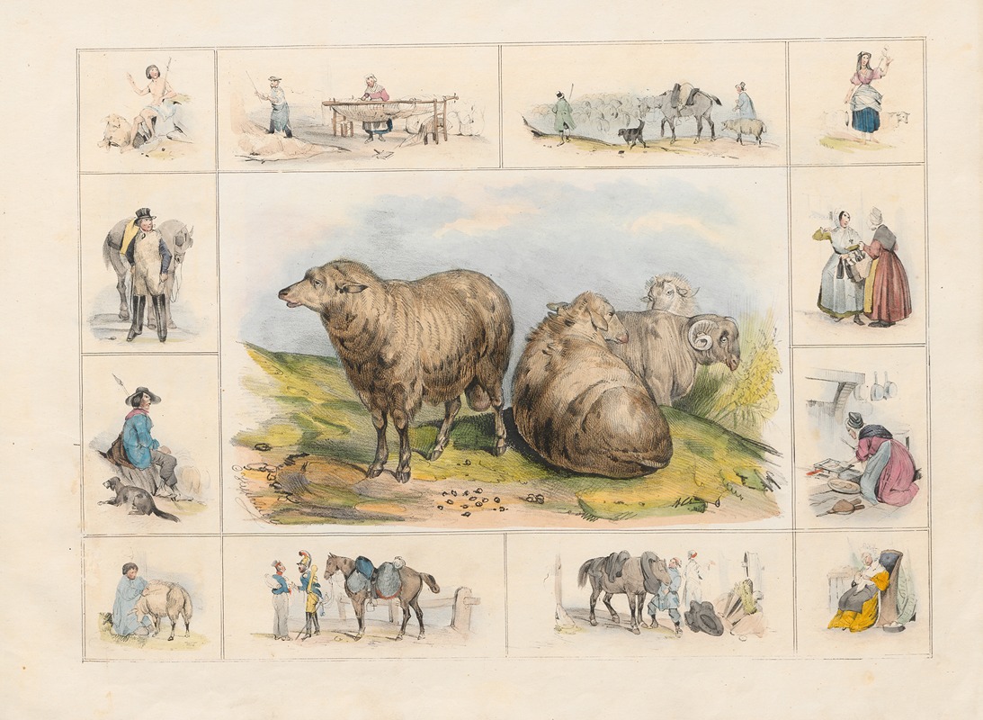 The Sheep by Ch. Hucklenbroich, 1842 — digital art print download