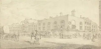 The Strand with Astley's Theatre by Роберт Бреммель Шнеббели — digital art print download