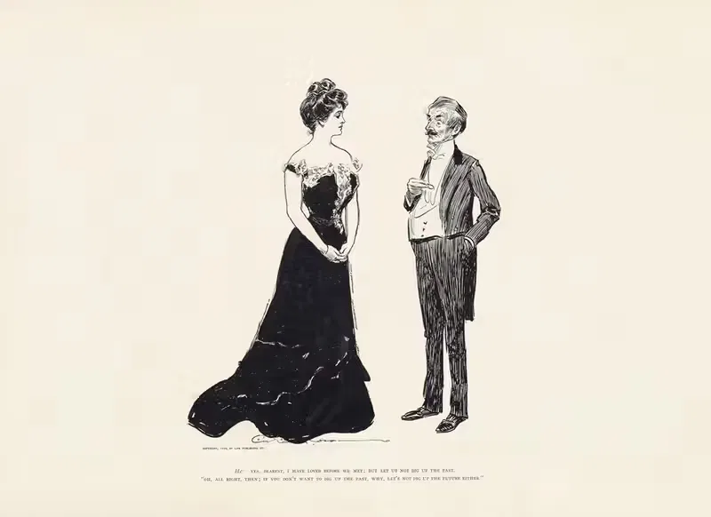 Он; Да, дорогая, я любил до нашей встречи... by Чарльз Дана Гибсон, 1900 — digital art print download