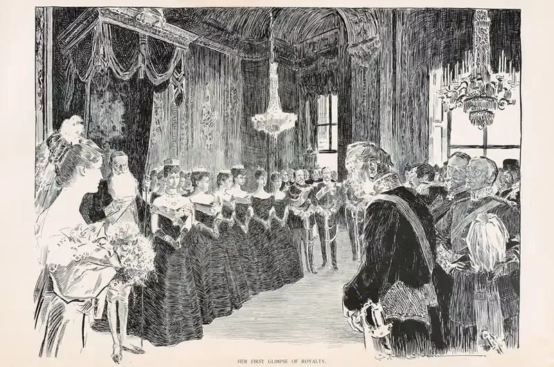 Ее первый взгляд на королевскую особу by Чарльз Дана Гибсон, 1896 — digital art print download
