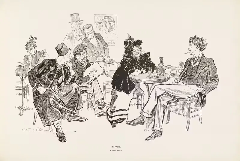 В Париже – Кафе художника by Чарльз Дана Гибсон, 1896 — digital art print download