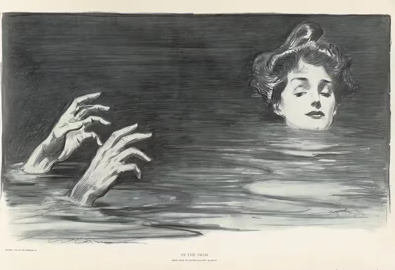 In the swim by Charles Dana Gibson, 1900 — digital art print download