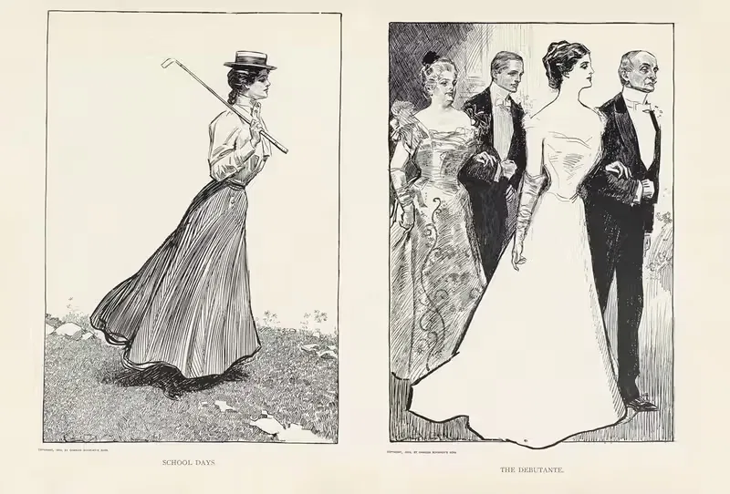 Школьные дни; Дебютантка by Чарльз Дана Гибсон, 1899 — digital art print download