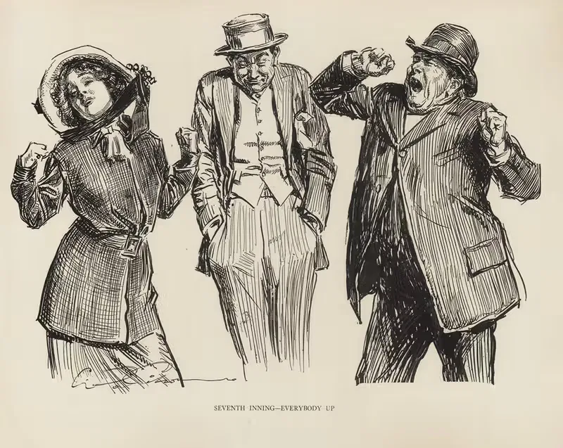Seventh Inning – Everybody up by Charles Dana Gibson, 1916 — digital art print download