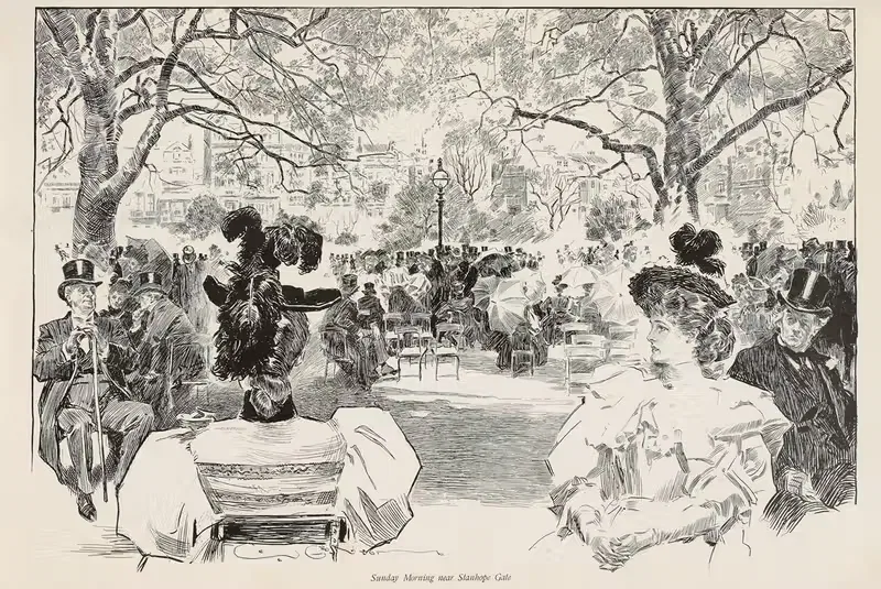 Sunday Morning near Stanhope Gate — Charles Dana Gibson