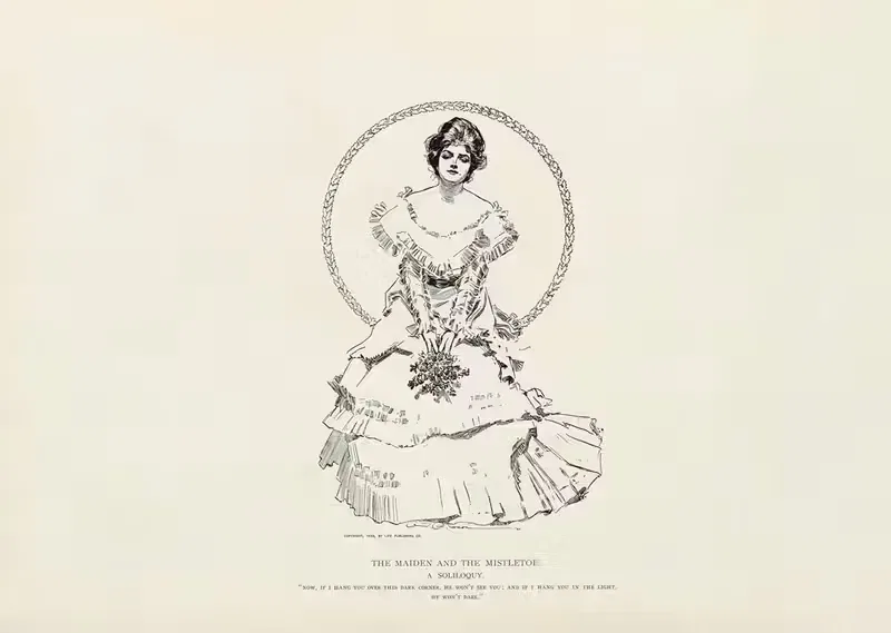 Девушка и омела by Чарльз Дана Гибсон, 1898 — digital art print download