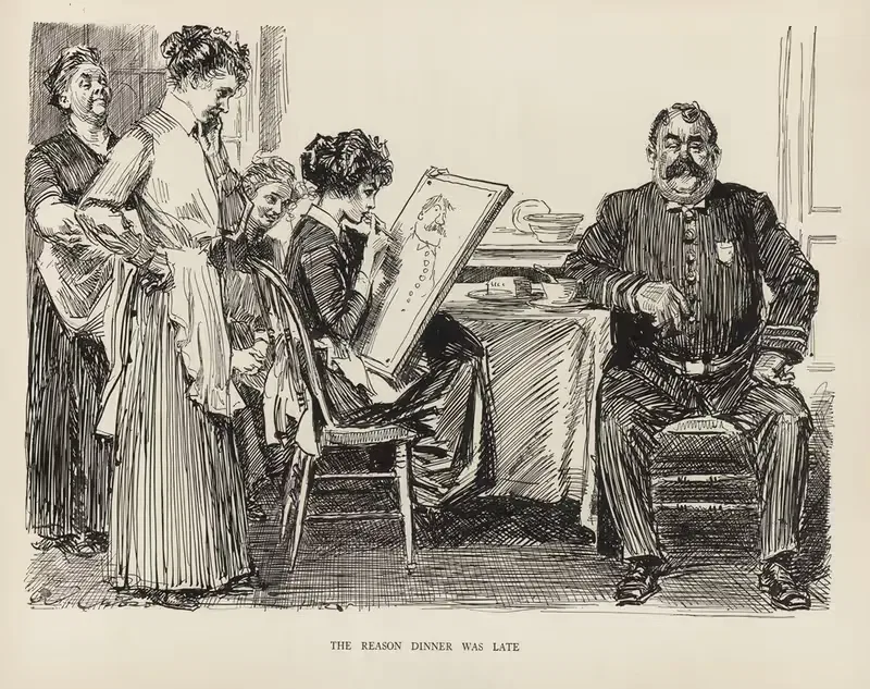 The reason dinner was late by Charles Dana Gibson, 1916 — digital art print download
