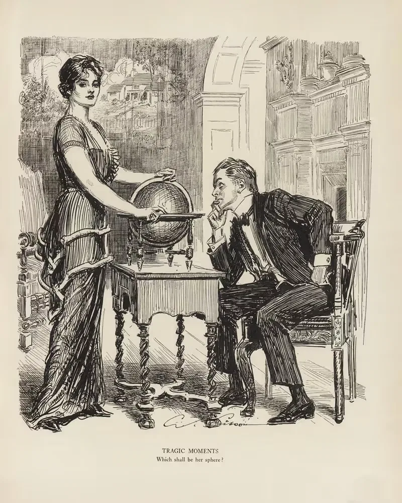 Трагические моменты – Какова будет ее сфера by Чарльз Дана Гибсон, 1916 — digital art print download