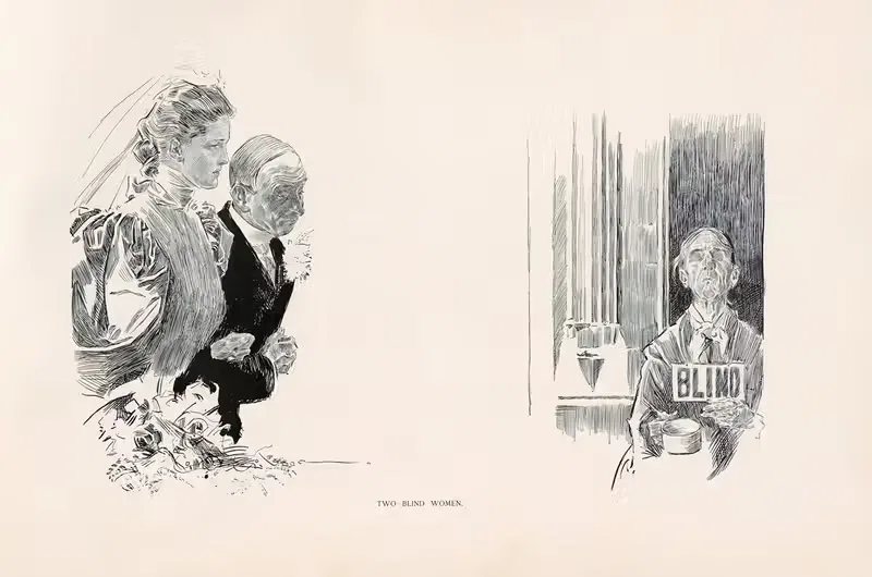 Две слепые женщины by Чарльз Дана Гибсон, 1896 — digital art print download