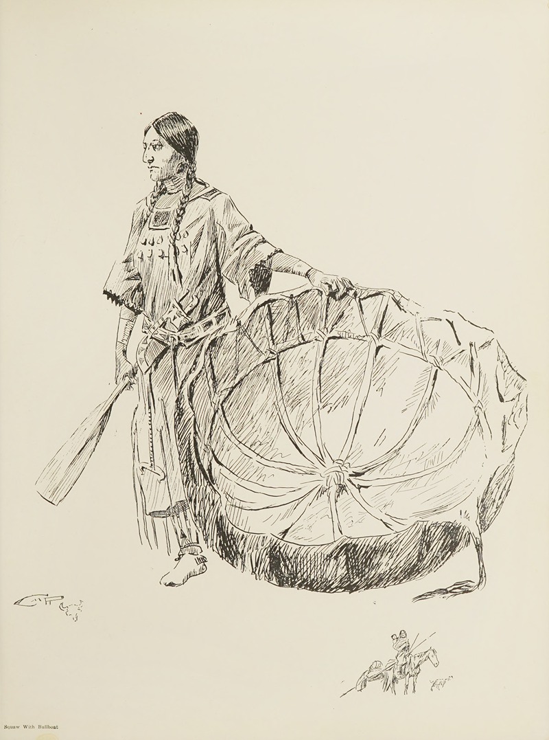 Squaw with Bullboat by Шарль Марион Рассел, 1900 — digital art print download